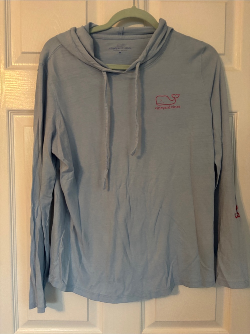 Vineyard Vines Pastel Blue Hoodie with Pink Whale Logo